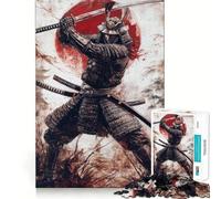 Samurai Warrior Painting Adult Jigsaw Puzzle1000 Pieces Brain Teaser Mental Relax Pattern Assembly Santa Wish Item (38x26cm)