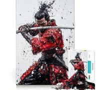 Samurai Warrior Painting Jigsaw Puzzles 1000 Pieces for Adults Brain Skill Stress Release Exact Edge Wall Art Decor (50x75cm)