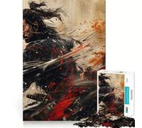 Samurai Warrior Painting Jigsaw Puzzles 1000 Pieces for Adults Logic Sense Toy Leisure Time Smooth Edge Seasonal Gift (38x52cm)