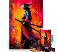 Samurai Warrior Painting Jigsaw Puzzles for Teenagers 1000 Pieces Wise Think Toy Leisure Fun Clear Cut Wall Art Decor (50x75cm)