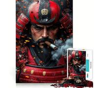 Samurai Warrior Portrait 1000 Piece Jigsaw Puzzles for Teenagers Jigsaw Recall Build Easy Leisure Neat Cut Santa Wish Gift (38x52cm)