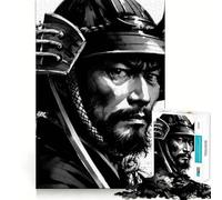 Samurai Warrior Portrait Jigsaw Puzzles 1000 Pieces for Adults Brain Skill Stress Release Exact Edge Wall Art Decor (38x26cm)