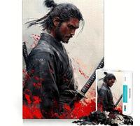 Samurai Warrior Portrait Jigsaw Puzzles for Teenagers 1000 Pieces Wise Think Toy Leisure Fun Clear Cut Wall Art Decor (50x75cm)