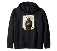 Samurai Warrior Pug, Pugese Japanese Ink Art Zip Hoodie