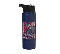 Samurai Warrior Red Spider Lily Flower Anime Otaku Japanese Stainless Steel Insulated Water Bottle
