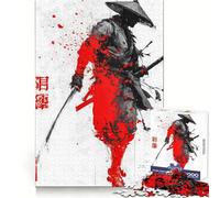 Samurai Warrior Red Splatter 1000 Pieces Jigsaws Adults Puzzles Gifts Strong Logic Toy Soothing Play Clear Edge Heartfelt Gift (50x75cm)