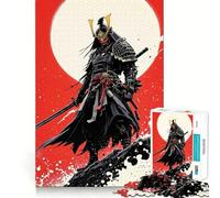 Samurai Warrior Red Sun Jigsaw Puzzle 1000 Piece for Teenagers Logic Train Toy Light Relax Smooth Cut Wall Art Decor (38x26cm)