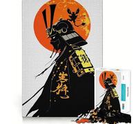 Samurai Warrior Silhouette with Rising Sun Jigsaw Puzzles 1000 Piece for Adults Think Smart Toy Together Fun Accurate Cut Art Display (50x75cm)