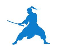 Samurai Warrior Silhouette with Sword Wall Stickers 42x46.5cm Do not Damage The Wall Surface Blue