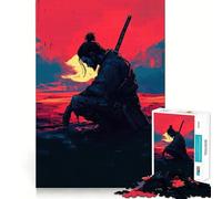 Samurai Warrior Sunset 1000 Piece Jigsaw Puzzles for Adults Smart Reason Toy Quiet Fun Smooth Edge Festival Gift (38x52cm)
