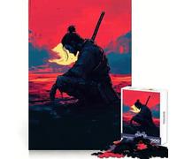 Samurai Warrior Sunset 1000 Piece Jigsaw Puzzles for Adults Teenagers Recall Boost Calm Escape Smooth Cut Heartfelt Gift (38x26cm)