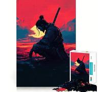 Samurai Warrior Sunset Adult Jigsaw Puzzle1000 Pieces Brain Teaser Mental Relax Pattern Assembly Santa Wish Item (50x75cm)