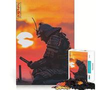 Samurai Warrior Sunset Adult Jigsaw Puzzle1000 Pieces Brain Teaser Mental Relax Pattern Assembly Santa Wish Item (38x26cm)