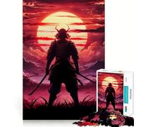 Samurai Warrior Sunset Jigsaw Puzzles for Teenagers 1000 Pieces Wise Think Toy Leisure Fun Clear Cut Wall Art Decor (38x26cm)