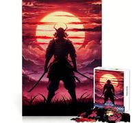 Samurai Warrior Sunset Jigsaw Puzzles for Teenagers 1000 Pieces Wise Think Toy Leisure Fun Clear Cut Wall Art Decor (38x26cm)