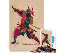 Samurai Warrior Watercolor Art 1000 Piece Jigsaw Puzzle for Teenagers Logic Toy Group Play Precision Cut Thoughtful Gift (50x75cm)