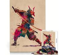 Samurai Warrior Watercolor Art 1000 Piece Jigsaw Puzzle for Teenagers Logic Toy Group Play Precision Cut Thoughtful Gift (50x75cm)