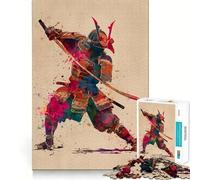 Samurai Warrior Watercolor Art Jigsaw Puzzles for Adults 1000 Pieces Clear Logic Toy Quiet Hobby Perfect Cut Stylish Gift (38x26cm)