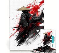 Samurai Warrior with Blood Splatter Art 1000 Piece Jigsaw Puzzle for Adults Smart Reason Toy Home Enjoy Sharp Edge Santa Wish Item (50x75cm)