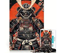 Samurai Warrior with Cherry Blossoms 1000 Pieces Jigsaw Puzzles for Teenagers Enhance Memory Easy Leisure Firm Cut Wall Art Decor (50x75cm)