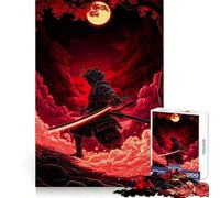 Samurai Warrior with Glowing Red Katana 1000 Pieces Jigsaw Puzzles for Adults Memory Boost Home Pastime Image Assembly Wall Art Decor (38x26cm)