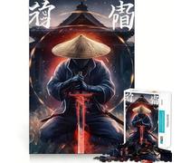 Samurai Warrior with Glowing Sword 1000 Pieces Jigsaws Adults Puzzles Gifts Strong Logic Toy Soothing Play Clear Edge Heartfelt Gift (38x52cm)