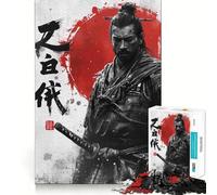 Samurai Warrior with Katana And Calligraphy Jigsaw Puzzles for Adults 1000 Pieces Clear Logic Toy Quiet Hobby Perfect Cut Stylish Gift (50x75cm)