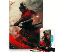 Samurai Warrior with Katana in Action for Adults 1000 Piece Jigsaw Puzzle Mind Exercise Toy Family Joy Precision Cut Lovely Gift (38x26cm)