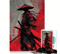 Samurai Warrior with Katana in Red 1000 Piece Jigsaw Puzzles for Teenagers Mind Challenge Toy Quiet Hobby Precise Cut Seasonal Gift (50x75cm)