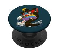 Samurai Warrior with Koi Fish in Traditional Japanese Style PopSockets Adhesive PopGrip