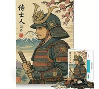 Samurai Warrior with Mount Fuji 1000 Piece Jigsaw Puzzles for Teenagers Mind Challenge Toy Quiet Hobby Precise Cut Seasonal Gift (38x52cm)