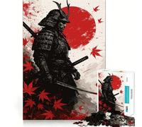 Samurai Warrior with Red Maple Leaves for Adults 1000 Piece Jigsaw Puzzle Mind Exercise Toy Family Joy Precision Cut Lovely Gift (38x26cm)