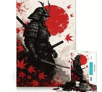 Samurai Warrior with Red Maple Leaves Jigsaw Puzzle 1000 Piece for Teenagers Logic Train Toy Light Relax Smooth Cut Wall Art Decor (38x52cm)