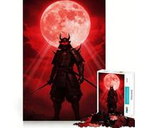 Samurai Warrior with Red Moon 1000 Piece Jigsaw Puzzles for Adults Teenagers Wise Think Toy Stress Relief Clear Cut (38x26cm)