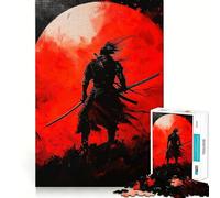 Samurai Warrior with Red Moon 1000 Piece Jigsaws for Adults Puzzle Strengthen Memory Warm Time Clean Edge (38x52cm)