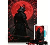 Samurai Warrior with Red Moon 1000 Pieces Jigsaw Puzzles for Adults Mind Puzzle Soft Relax Image Assembly Santa Wish Item (38x52cm)