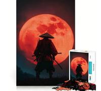 Samurai Warrior with Red Moon Jigsaw Puzzles for Teenagers 1000 Piece Wise Think Toy Gentle Leisure Tight Cut Santa Wish List (50x75cm)