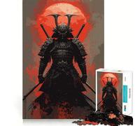 Samurai Warrior with Red Moon Painting Art 1000 Pieces Jigsaws Adults Puzzles Gifts Logic Ability Toy Slow Enjoy Accurate Cut Stylish Gift (38x26cm)