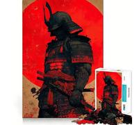 Samurai Warrior with Red Sun 1000 Piece Jigsaw Puzzles for Teenagers Jigsaw Logic Train Toy Stress Relief Smooth Cut Memorable Gift (38x26cm)