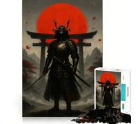 Samurai Warrior with Red Sun Backdrop for Adults 1000 Piece Jigsaw Puzzle Mind Exercise Toy Family Joy Precision Cut Lovely Gift (50x75cm)