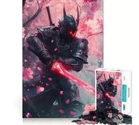 Samurai Warrior with Red Sword Jigsaw Puzzles 1000 Piece for Teenagers Mental Logic Toy Calm Escape Fine Edge Art Collectible (38x52cm)