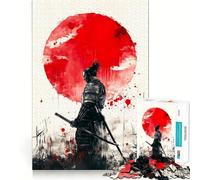 Samurai Warrior with Rising Sun Adult Jigsaw Puzzle1000 Pieces Brain Teaser Mental Relax Pattern Assembly Santa Wish Item (38x52cm)