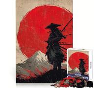 Samurai Warrior with Rising Sun Jigsaw Puzzles 1000 Piece for Teenagers Enhance Recall Relax Time Exact Edge Creative Gift (38x26cm)