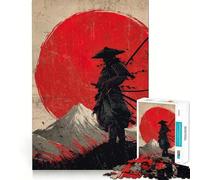 Samurai Warrior with Rising Sun Jigsaw Puzzles 1000 Piece for Teenagers Enhance Recall Relax Time Exact Edge Creative Gift (38x26cm)