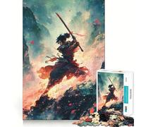 Samurai Warrior with Sword in Action 1000 Pieces Jigsaw Puzzles for Teenagers Logic Sense Toy Simple Fun Smooth Edge Stylish Gift (50x75cm)