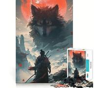 Samurai Warrior Wolf Jigsaw Puzzle 1000 Piece for Teenagers Brain Workout Toy Serene Time Art Assembly Seasonal Gift (38x26cm)
