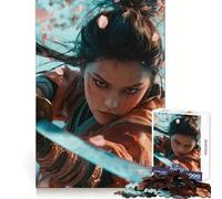 Samurai Warrior Woman 1000 Piece Jigsaw Puzzles for Adults Teenagers Recall Boost Calm Escape Smooth Cut Heartfelt Gift (50x75cm)