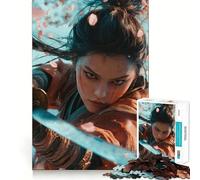 Samurai Warrior Woman 1000 Piece Jigsaw Puzzles for Adults Teenagers Recall Boost Calm Escape Smooth Cut Heartfelt Gift (50x75cm)