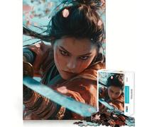 Samurai Warrior Woman 1000 Piece Jigsaw Puzzles for Teenagers Strong Logic Toy Calm Escape Clear Edge Birthday Gift (38x26cm)
