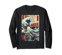 Samurai Warriors Great Wave Japanese Ukiyo-e Katana Bushido Long Sleeve T-Shirt